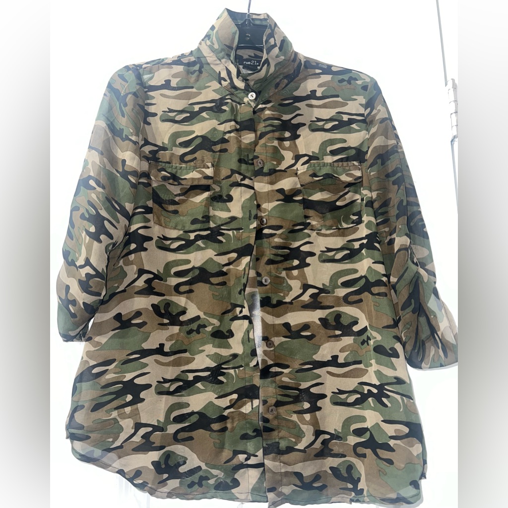 Camo Button Down Blouse